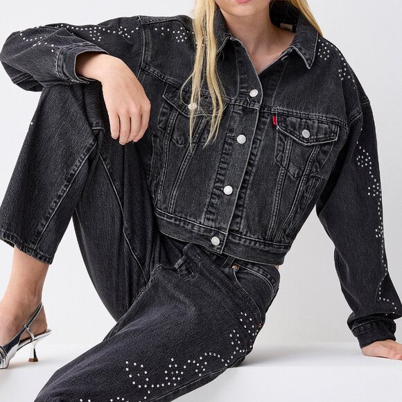 Levi's Studs and rhinestones 100% cotton jean denim jacket - Picture 1 of 3